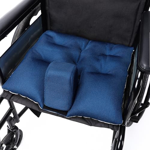 Wheelchair Wedge Pommel Cushion with Safety Straps Non-Slip Wheelchair Cushion for Seniors Prevents Forward Sliding, Provides Leg Abduction, Improves Positioning, Fall Prevention (18*18IN)