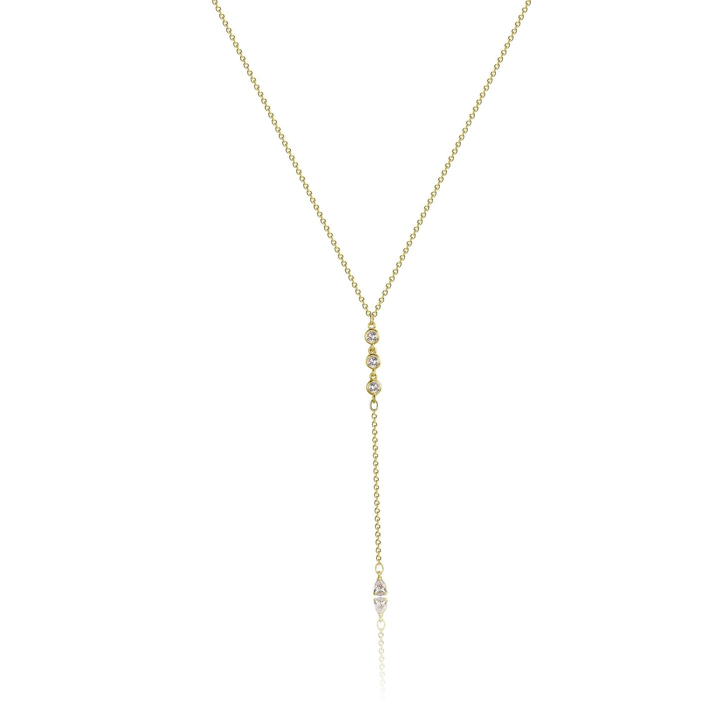 JIKASI Gold Necklaces for Women, Dainty Long Necklace Gold Y-Shaped Body Chain Pendant Necklaces Long CZ Beaded Chain Choker Drop Necklaces Wedding Jewelry Gifts