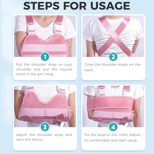 Kids Upper Extremity Sling, Breathable & Comfort Arm Sling Shoulder Immobilizer，Adjustable Arm Sling for Elbow Injury(Pink-XS)