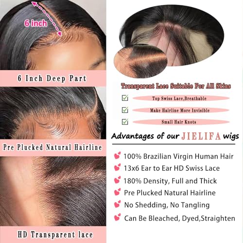 28 Inch 13x6 Body Wave Lace Front Wigs Human Hair Pre Plucked Glueless Wigs Human Hair 180% Density Body Wave 13x6 HD Transparent Frontal Wigs Lace Front Wigs for Women