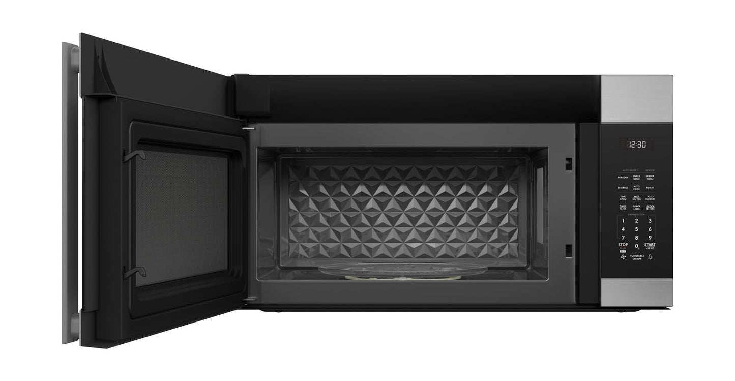 SHARP SMO1754JS Over the Range Microwave Oven with 13.6" Carousel Turntable, 30-inch, 1.7 Cubic Feet, 1,000 Watt, 300CFM Fan, Sensor Cooking, Edge to Edge Black Glass with Stainless