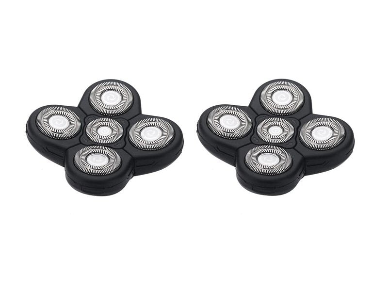 Men Electric Shavers Replacement Heads 5 in 1 Razor Replaceable Alternate Floating Washable Blade Trimmers Head (Black-2pcs)