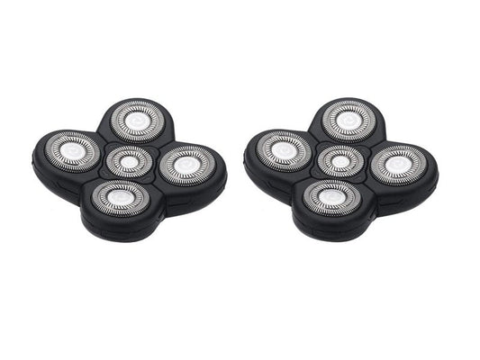 Men Electric Shavers Replacement Heads 5 in 1 Razor Replaceable Alternate Floating Washable Blade Trimmers Head (Black-2pcs)