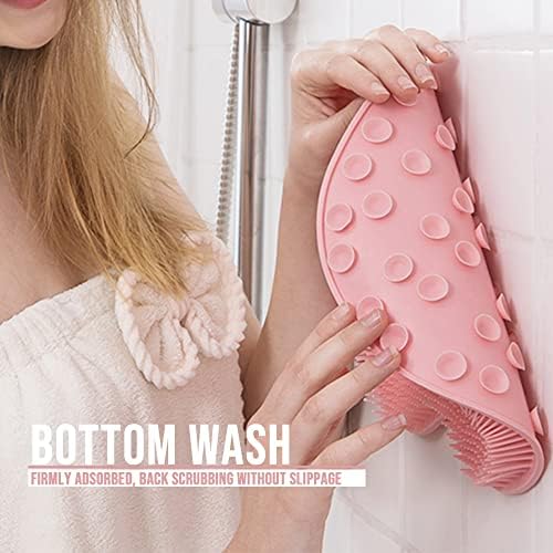 Foot Back Cleaning Pad, 2024 Upgrade Shower Foot Scrubber Mat Slip Suction Cups Foot Scrubber, Shower Foot Scrubber Mat Back Washer for Men and Women (Grey)