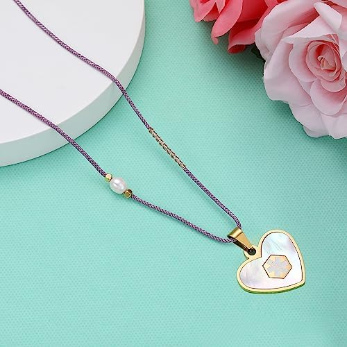 Medical Alert Necklace for Women Shell & Gold-Tone Stainless Steel Emergency ID Tag Pendant Necklace for Girls Custom Engraved Medical Alert Jewelry