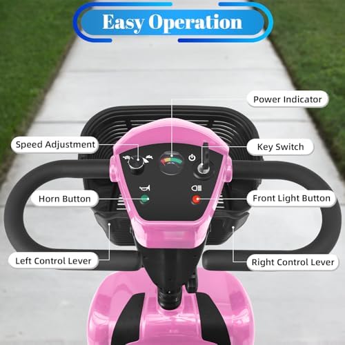 15-45 Miles Ecomobi MS02 4 Wheels Mobility Scooter for Adults/Seniors, 350W Powered Electric Wheelchair Device w/15Ah-25Ah Extended Battery, Dual Baskets/Rotating Seat, Compact Duty Mobile for Elderly