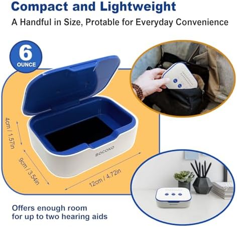 Electronic Ultra Violet C Hearing Aid Dehumidifier Automatic Dryer Case for Hearing Amplifier Removes Sweat & Moisture from Hearing Aids