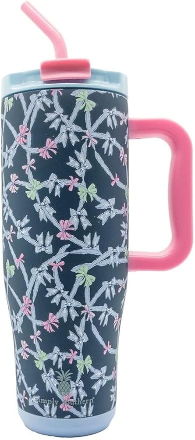 Simply Southern | 40 oz Tumbler with Straw and Lid | Insulated Cup Reusable Stainless Steel Water Bottle Travel Mug Cupholder Friendly | Great Gifts (Ribbon)