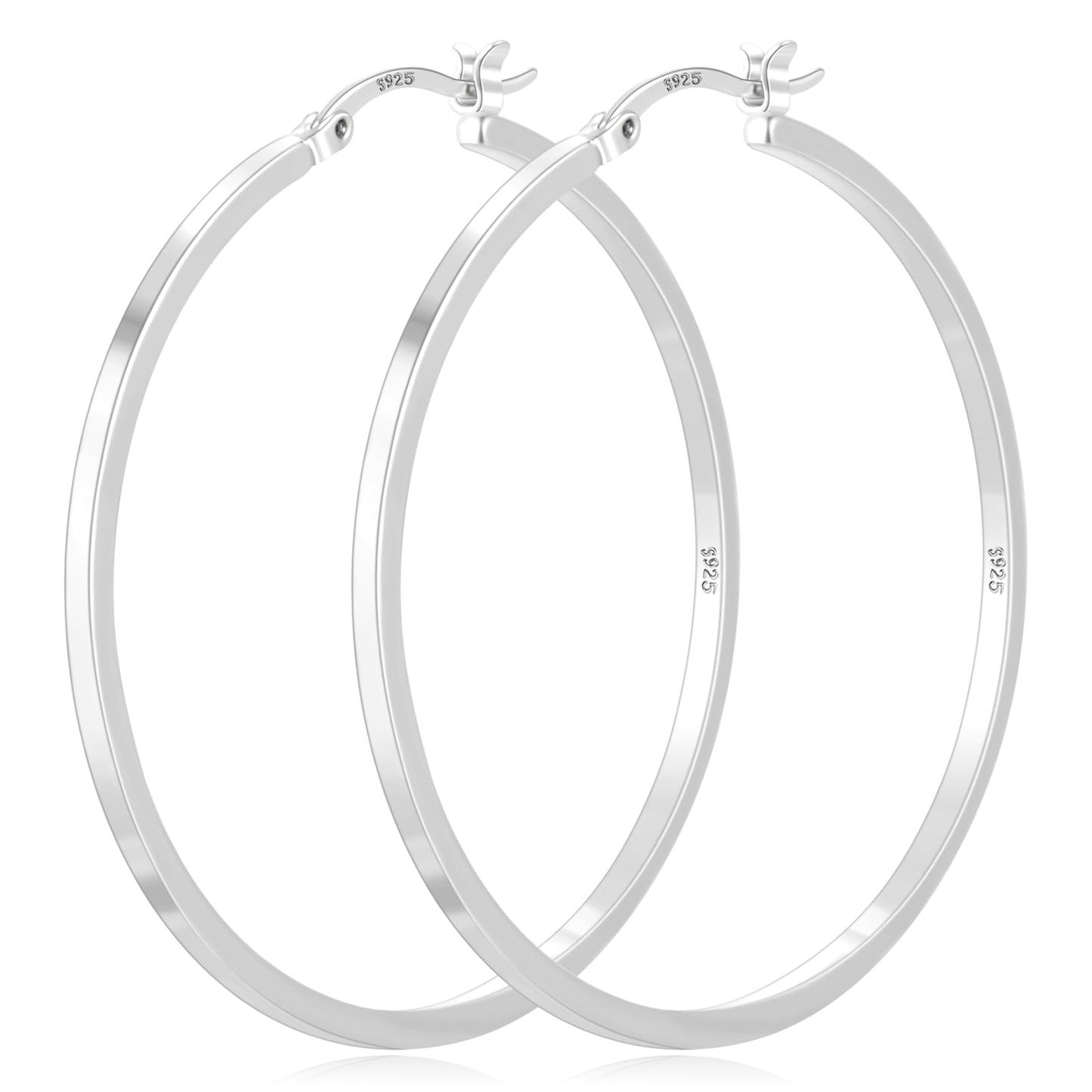 PABBEU 925 Sterling Silver Hoop Earrings Hypoallergenic Silver Hoop Earrings Lightweight Large Hoop Earrings for Women with 925 Sterling Silver Post 20/30/40/50/60/70mm
