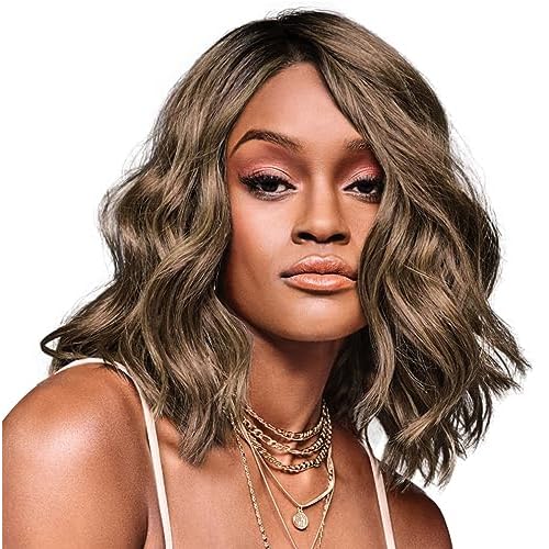 Hairuwear Kim Kimble Jordan Shoulder-Length Layered Lob Cut Wig With Beachy Texture, Average Cap, MC11SS Butter Pecan