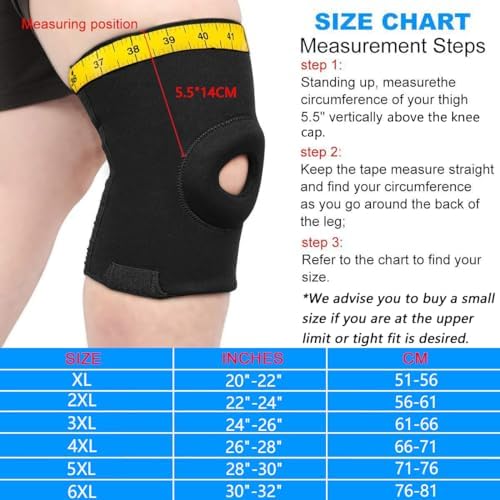 Nvorliy Plus Size Knee Compression Sleeve, Knee Brace for Large Legs Medical Support for Knee Pain Relief, Arthritis, Sports Exercise, Injury & Post-Surgery Recovery, Fit Men and Women (4XL)