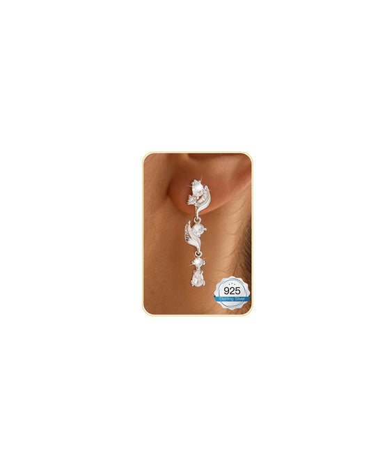 925 Sterling Silver Dangle Earrings for Women Trendy Brides Drop Dangle Cubic Zirconia Elegant Prom Bridal Bridesmaids Wedding Anniversary Dangling Jewelry