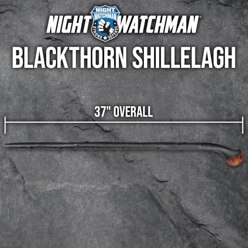 Night Watchman Blackthorn Shillelagh Cane | Traditional Walking Stick Design | Molded Polypropylene | Impact-Resistant Faux Wood Cap | 37 Inches Long