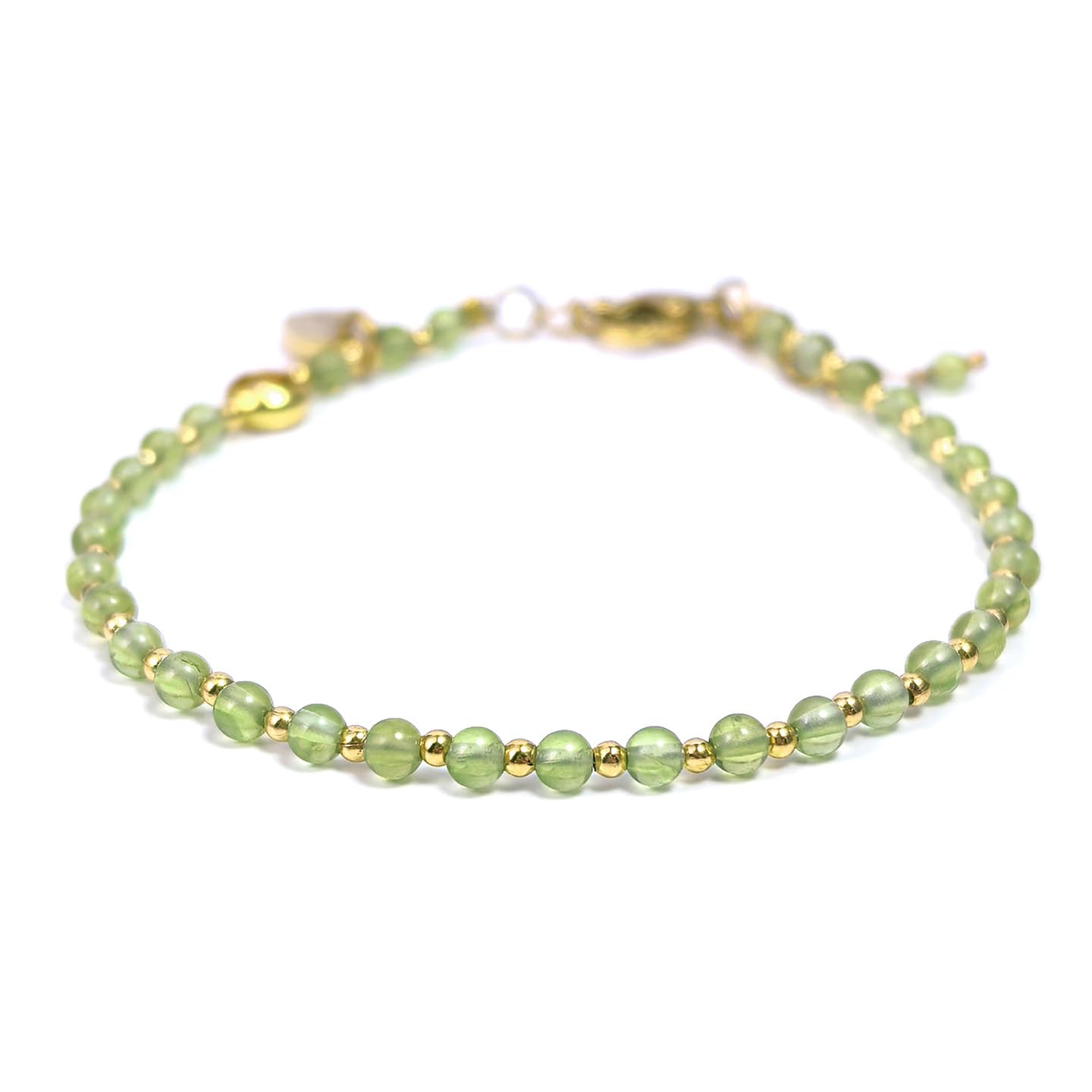 Morchic 3mm Green Peridot Quartz Natural Gemstone Beaded Bracelet for Women, Dainty Charm Jewelry, Adjustable 7.1-8.6", Ideal Birthday Holiday Gift