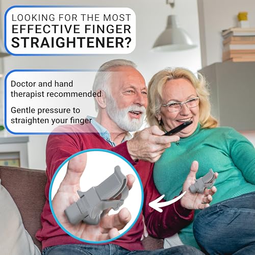 Finger Straightener | PIP Extension Orthosis/Splint For Bent Fingers, PIP Flexion Contractures | Adjustable Joint Stretcher Device | Made in USA | Red/X-Large