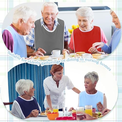 Adult Bibs Washable Clothing Protector for Men Women Adjustable Eating Cloth for Elderly Seniors and Disabled