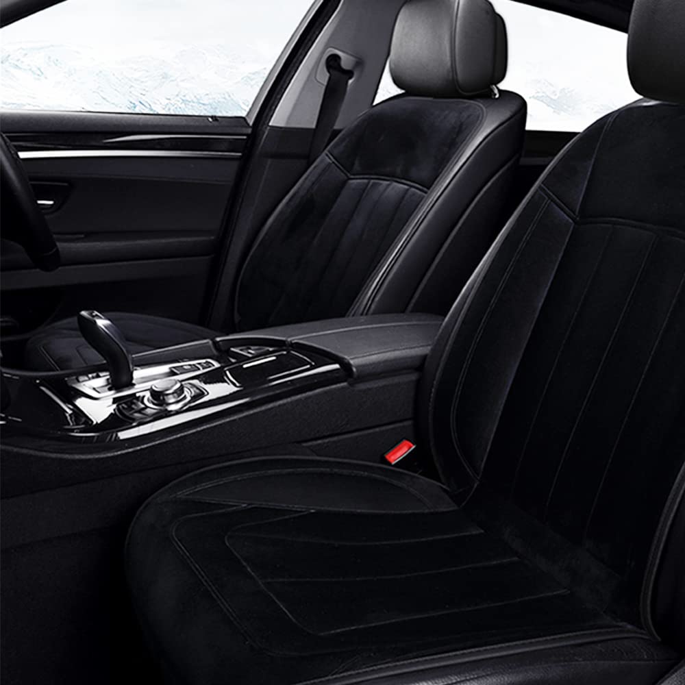 SriGM Car Seat Cushion Chair Cushion Auto Seat Cushion for Full Back and Seat, Velour Seat Car Cushion Front Chair Pad, Seat Cushion for Car Seat Driver 1 Pack (NH001-1pcs/Black)