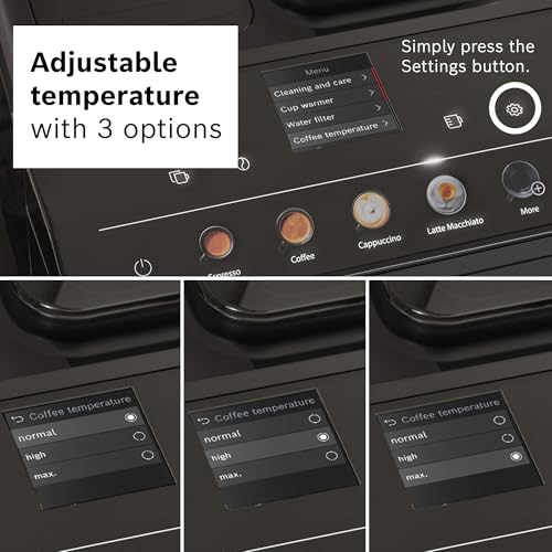 Bosch Fully Automatic Coffee and Espresso Machine - 9 Drinks, Barista Quality, Double Cup Super Coffee Maker - Programmable Machine, Large Bean Capacity - Easy Clean, Maintenance - Black - TPU40109