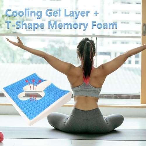 Anti Bedsore Cushion for Butt,T Shaped Gel & Memory Foam Pillow,Tailbone Pain Relief Seat Cushions Anti-Decubitus Cushion for Elderly, Bedridden, Disabled