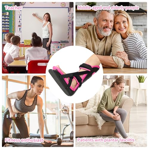 Plantar Fasciitis Night Splint, Adjustable Foot Brace for Pain Relief, Achilles Tendonitis Night Splint Women(Black Shell and Pink lining L)