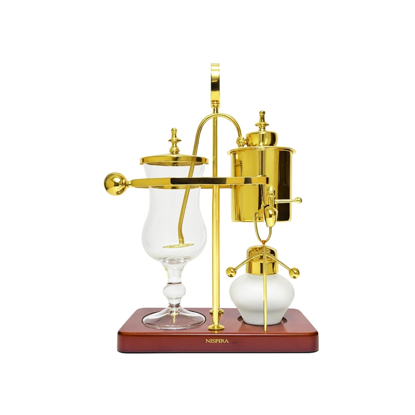 Nispira Belgium Royal Family Balance Syphon Unique Gravity Vintage Coffee Maker Vacuum Brewing System Gold 500 ml