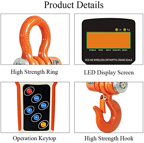 5T Wireless Crane Scale Heavy Duty Digital Hanging Scale 11000lb / 5000kg with Remote Control