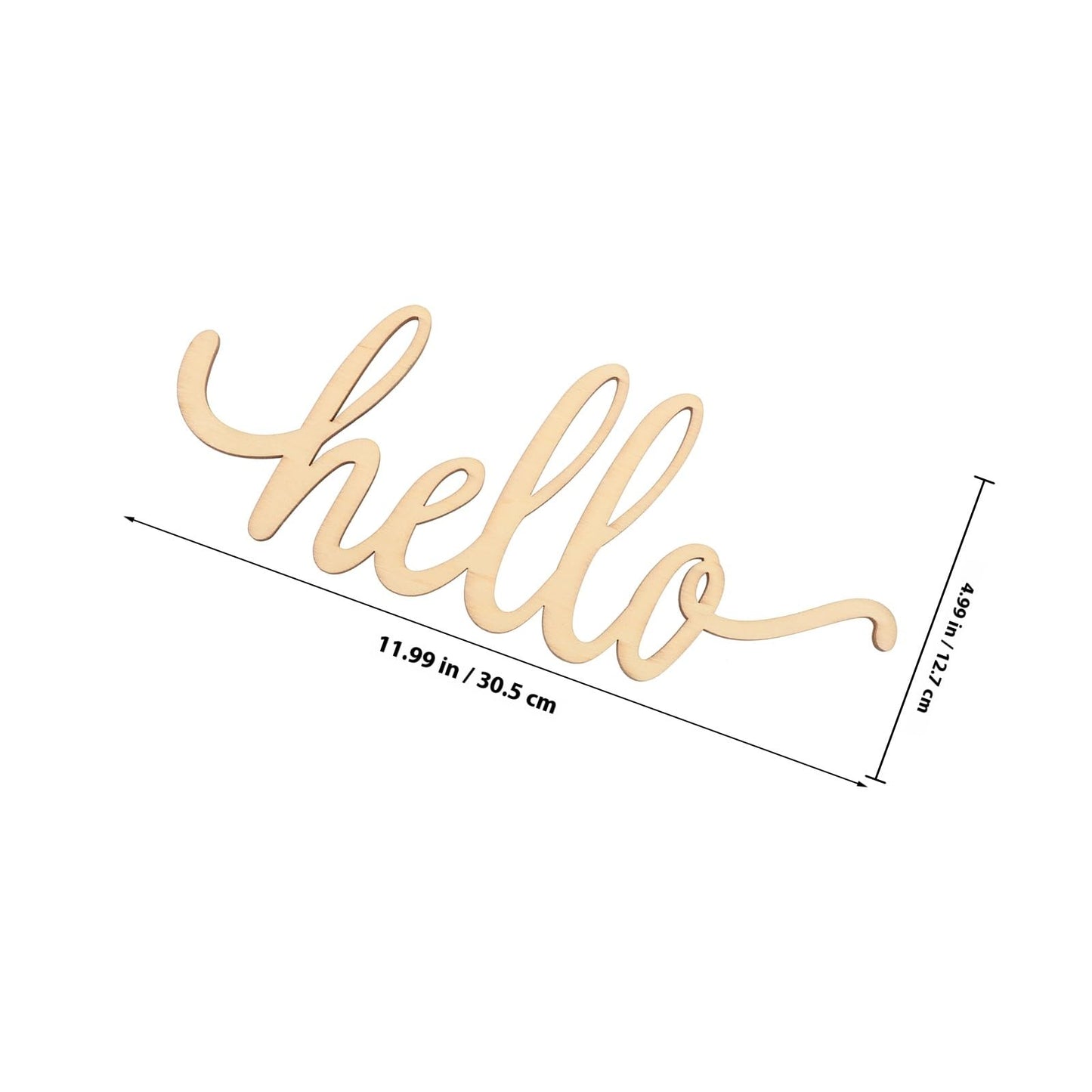 STOBOK 2pcs Wooden Hello Letter Signs, Hello Sign Cutout Unfinished Wooden Unfinished Hanging Ornaments Rustic Wall Art Decoration Decorative s for Home Restaurant Wedding