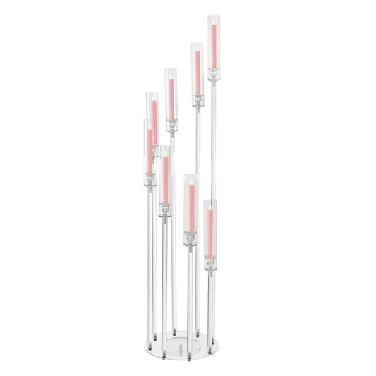 8-Head Candle Holder, Table Candelabra with 8 Arms Centerpieces Decorations, Acrylic Clear Candle Holder, for Weddings, Birthdays, Christmas, Halloween, Party Event, Centerpieces Decorations