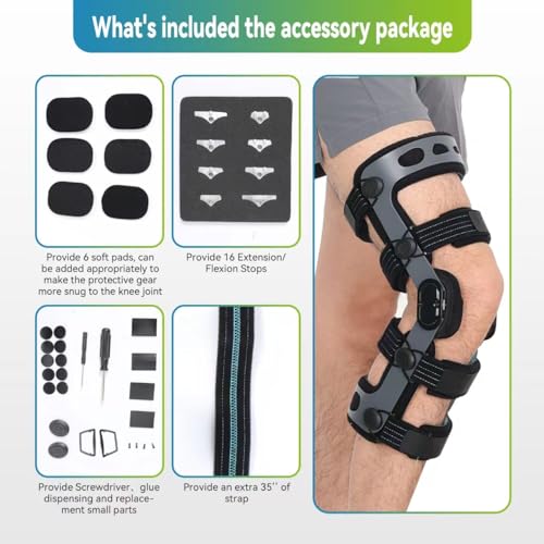 ACL Knee Brace, Functional Knee Support for PCL, MCL, Ligament Sports Injuries, Meniscus Tear, Relief from Knee Joint Pain with Side Stabilizers for Men & Women(XL/Right)