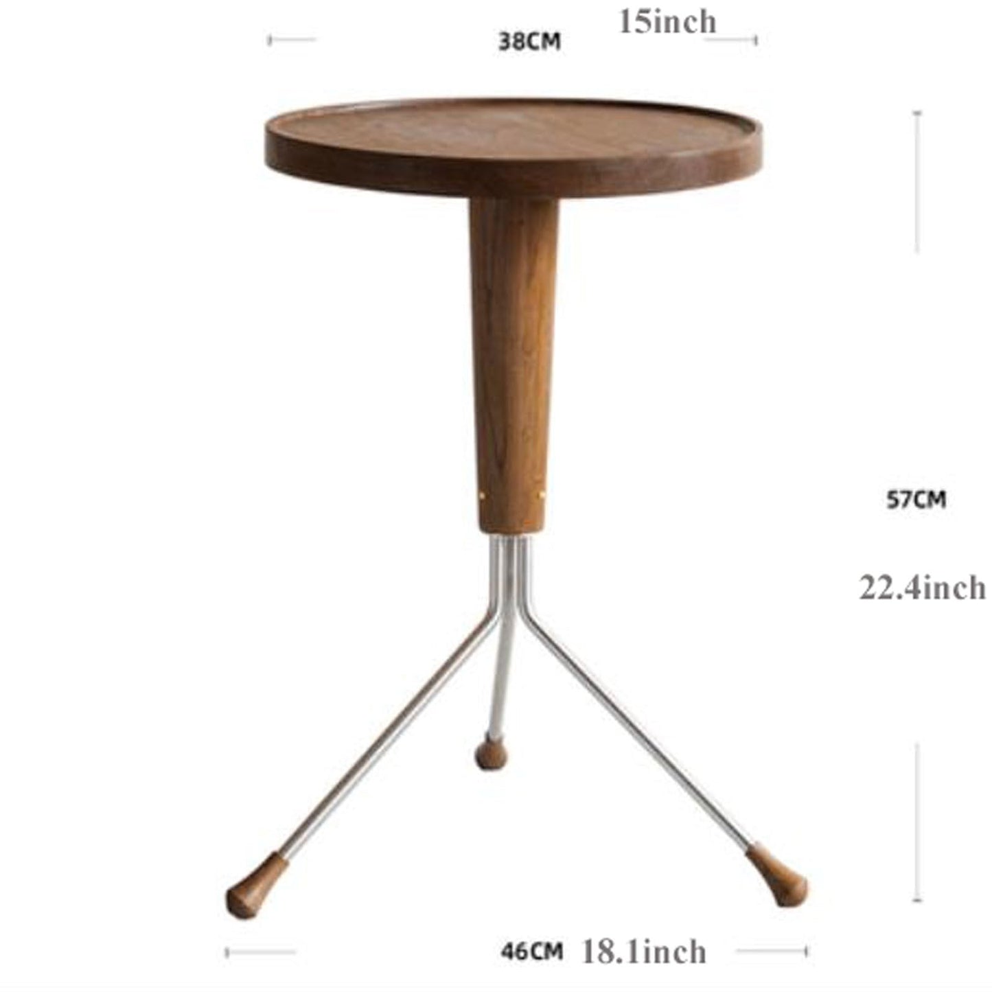 7UOYVBLNRSJM Sofa Side Small Round End Table for Spaces, Wood Side Plant Stand with Metal Legs, Couch Accent for Living Room, Entryway, Bedroom(Dark Brown)