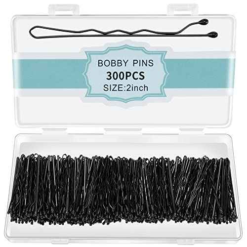 300 Pcs Bobby Pins Black, Hair Pins for Women Girls and Kids, Invisible Wave Hair clips Bulk with Storage box, Pain-Free Hairpins£¨2 Inch Black£©