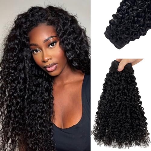 Curly Human Hair Bundles 28 Inch Soft and Thick Wet and Wavy 15A 100% Unprocessed Burmese Curly Human Hair Weaves for Black Women Water Wave 100% Pure Protein Brazilian Hair 85G