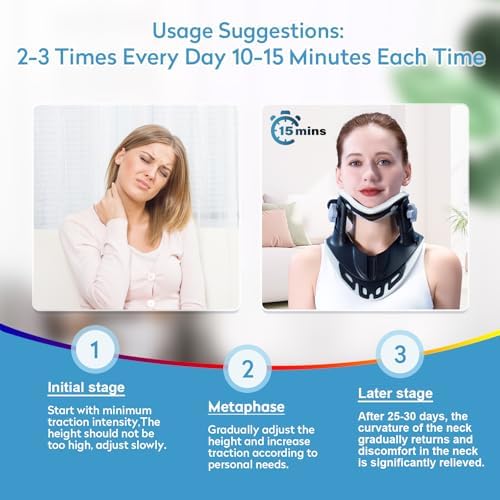 Neck Stretcher Cervical Traction, Adjustable Neck Traction Device, Neck & Shoulder Pain Relief, Neck Brace for Improved Spine Alignment, Used for Home, Office, Outdoor