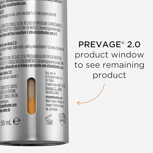 Elizabeth Arden PREVAGE Anti-Aging Face Serum 2.0 for Women, Brightening & Dark Spot Correcting Skincare, With Antioxidant Idebenone Technology, 1.7 Fl Oz