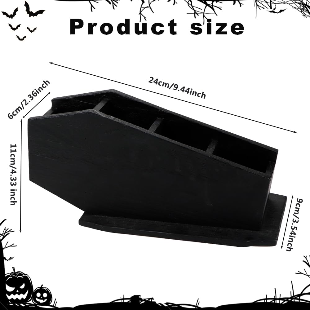Gosuoa Coffin Utensil Holder Goth Christmas Decor, Black Wooden Goth Kitchen Home Decor, Spooky Gothic Gifts for Women