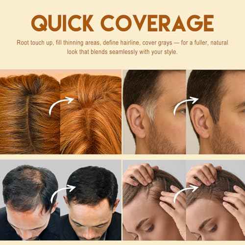 Hairline Powder with Brush ? Root Touch Up & Hair Shading Powder, Long-Lasting Matte, Sweat & Humidity Resistant, Covers Thinning Edges/Wide Part/Gray Roots ? Travel-Friendly Compact [Dark Brown]