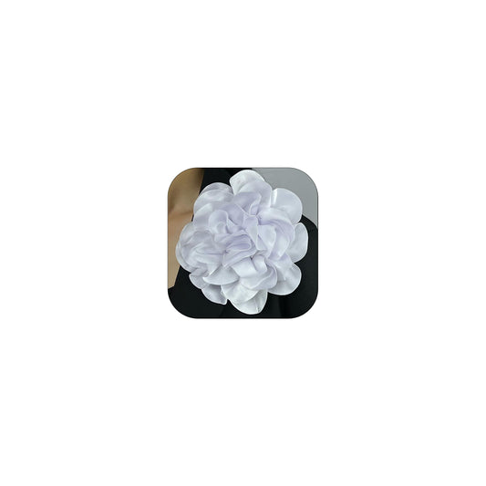 19mm Extra Large Rose Flower Brooches Lapel Pins Dainty Satin Fabric Brooches Big Camellia Flower Brooch Pin for Women Wedding Part Dance Clothes Accessories Jewelry (White)