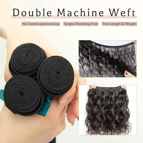 KRN Body Wave Bundles Human Hair 12 14 16 Inch 14A Raw Human Hair Bundles 100% Unprocessed Brazilian Virgin Hair Body Wave Bundles Natural Color