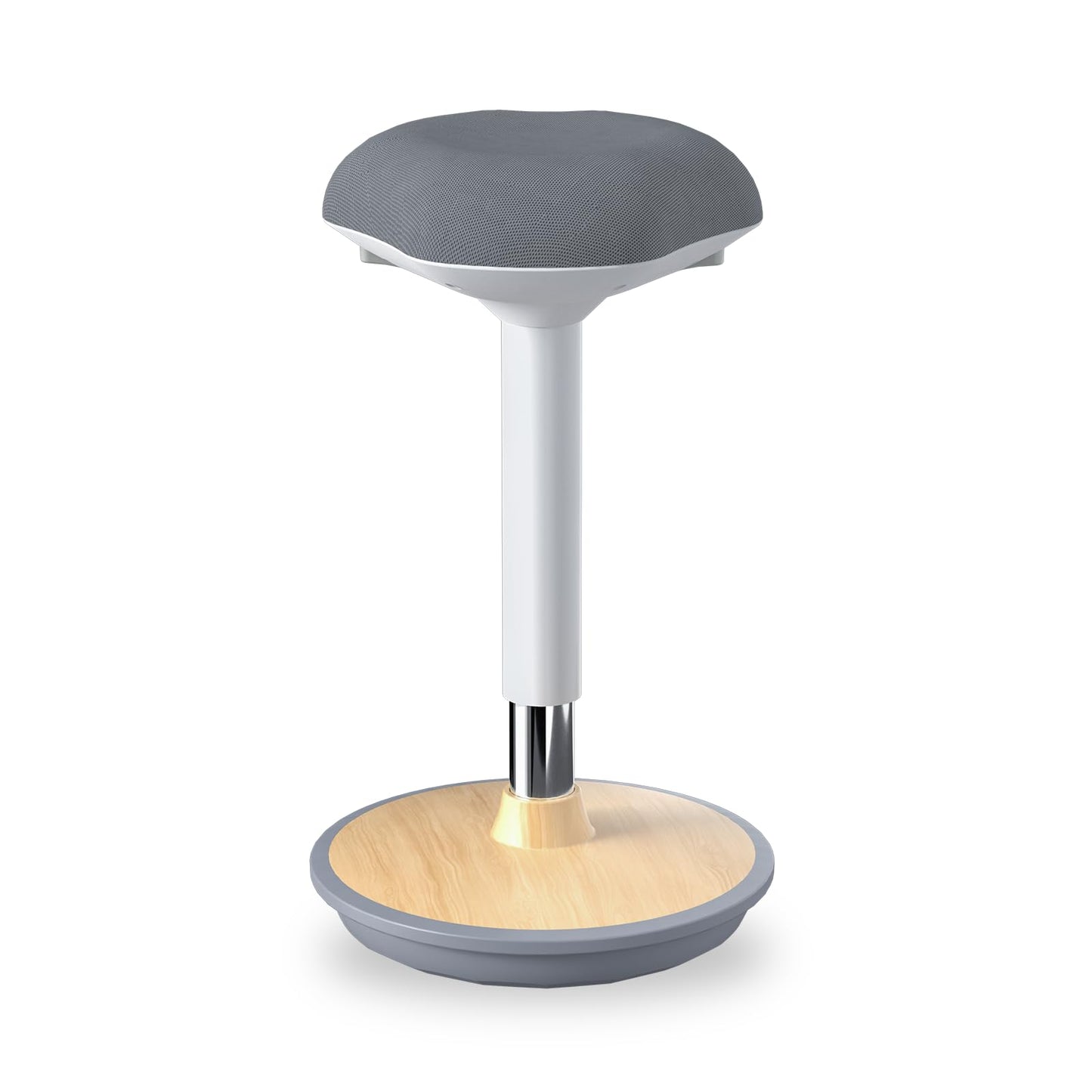 ERGO COLLECT Wobble Stool - Adjustable Height Standing Desk Chair | Sit Stand Stool with 360-Degree Non-Slip Swivel Base|for Home,Office and Classroom(Light Wood)