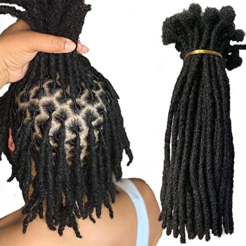 BESHINNAAUL Human Hair Handmade Permanent Dreadlocks Natural Black #1B Locs extension Small Size(diameter 0.4cm) 12inch 40 Strands/Pack