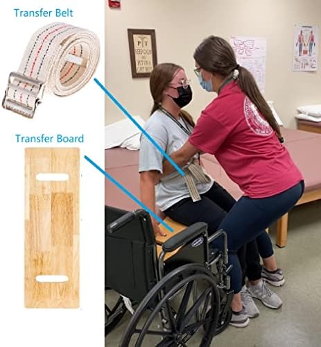 COW&COW 24" Wooden Transfer Board and 60" Belt Kit for Patient, Senior and Handicap Move Assist and Slide (24Inch)