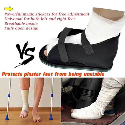 Adjustable plaster shoes postoperative shoes, medical walking shoes with Magic sticker, suitable for foot sprains, ankle fractures, toes, suitable for left and right feet(L)