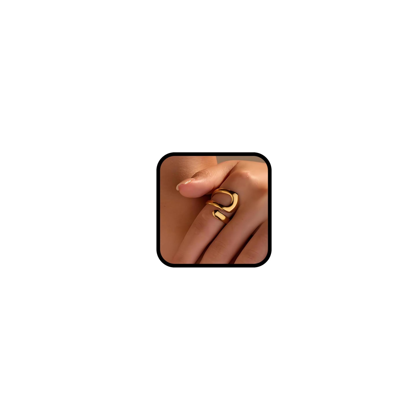 AIETUE Chunky Rings For Women, Gold Silver Thumb Ring Asymmetrical Wavy Curve Ring Adjustable Non Tarnish Dainty Stainless Steel New Year Anniversary Birthday Jewelry Gift (Zesty-Gold)