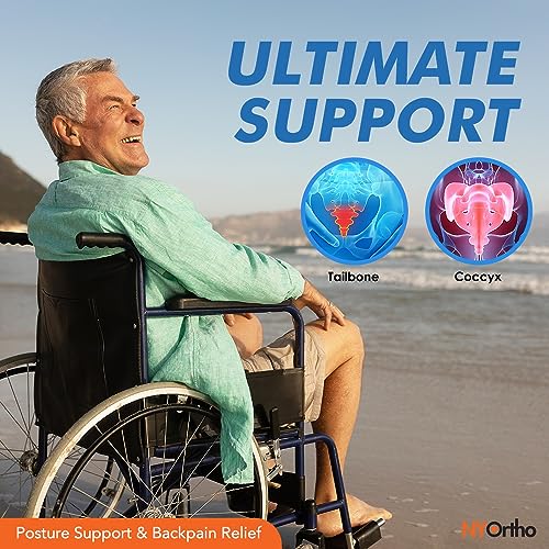 NYOrtho Wheelchair Wedge Gel Seat Cushions - Wedge-Shaped Gel-Foam Cushion for Wheelchairs, Office Chairs, Car Seats - Firm Foam Wedge with Quick Release Straps and Non-Slip Bottom - Made in USA