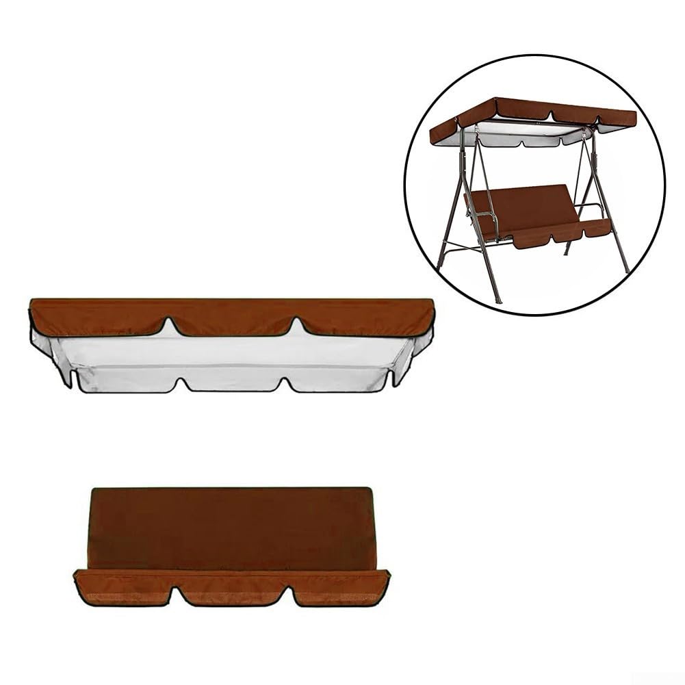 Cloudpower Outdoor Patio Swing Chair Canopy Replacement, Porch Swing Seat Canopy Cover, Waterproof Windproof Heavy Duty Rip Proof Garden Top Cover, Garden Furniture Covers(Brown 164x114x15cm)
