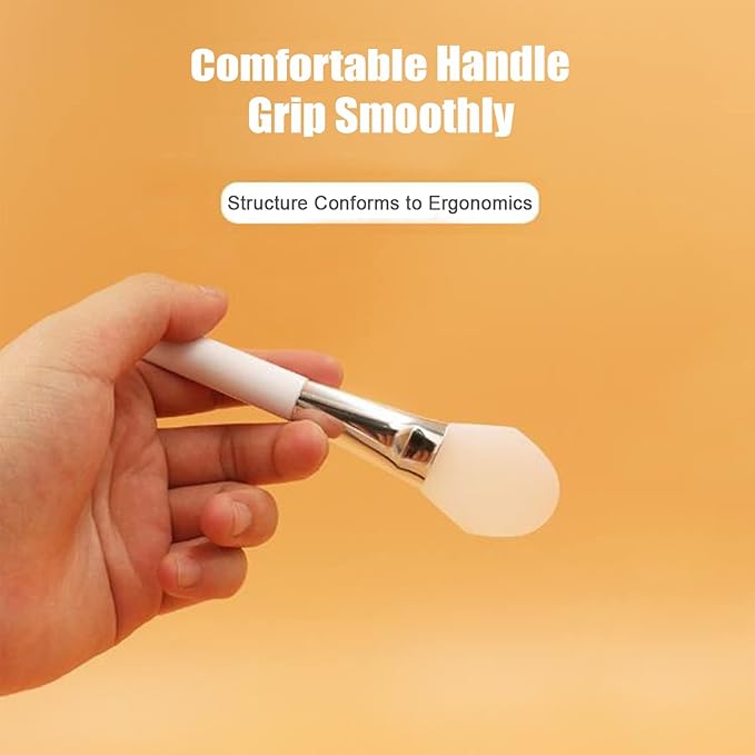 Facial Mask Application Brush, Soft Silicone Angled White Brush Head Cosmetic Tool for Body Lotion, Mud, Clay, Charcoal Mixed Mask