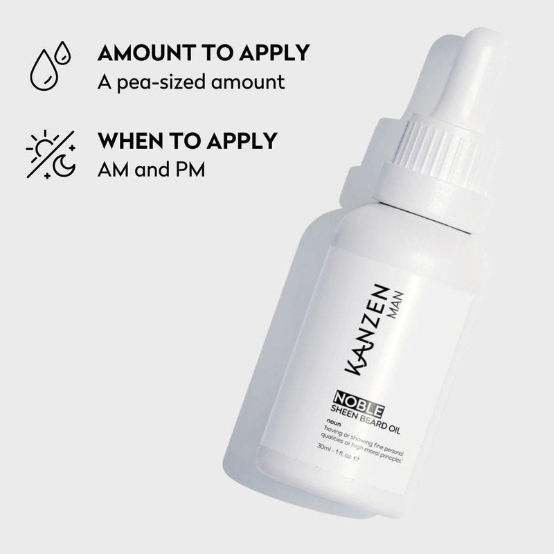 Kanzen Man Noble Beard Oil 30ml - 1fl oz – Premium Beard Oil for Softening, Hydration & Grooming, Supports Healthier Facial Hair
