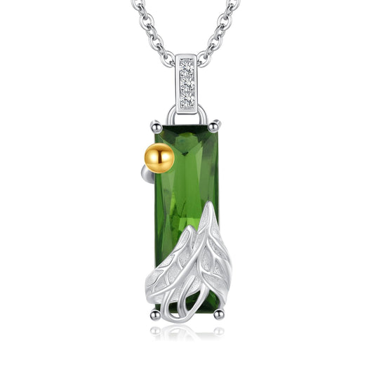 AENEAS Mountain Necklace for Women Sterling Silver Nature Green Crystal Pendant Jewelry Gifts for Women Wife Her