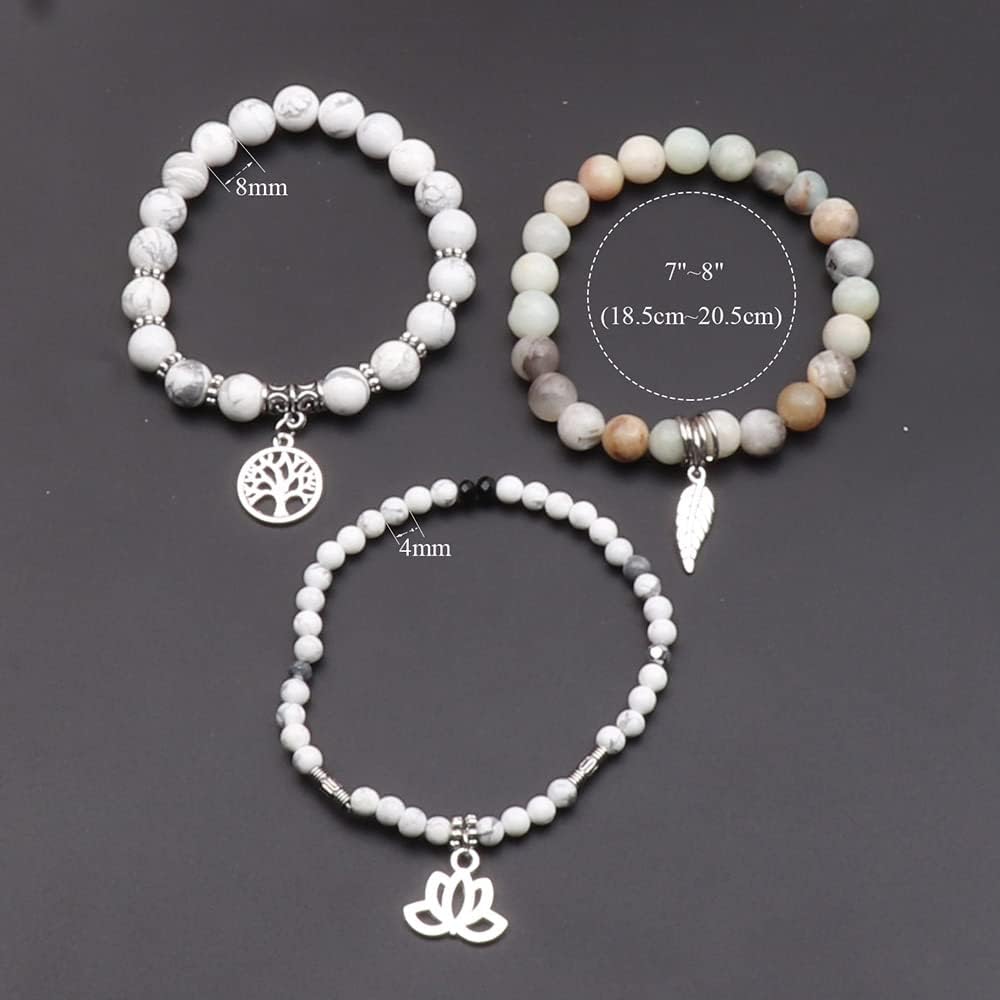 UEUC Tree of Life Yoga Healing Stone Bracelets,Multilayer Lotus Chakra Stone Reiki Bracelet Sets,Anxiety Crystal Natural Stone,for Women Stress Relief(#172)