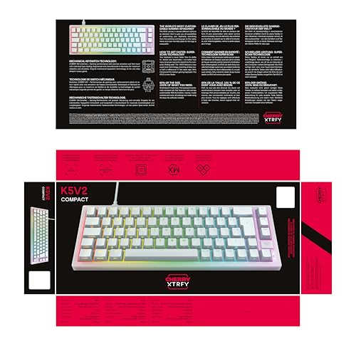 CHERRY XTRFY K5V2 Compact, Mechanical Gaming Keyboard in 65% Format, German Layout (QWERTZ), Hot-Swap Keyboard, CHERRY MX2A RED Switches, Black